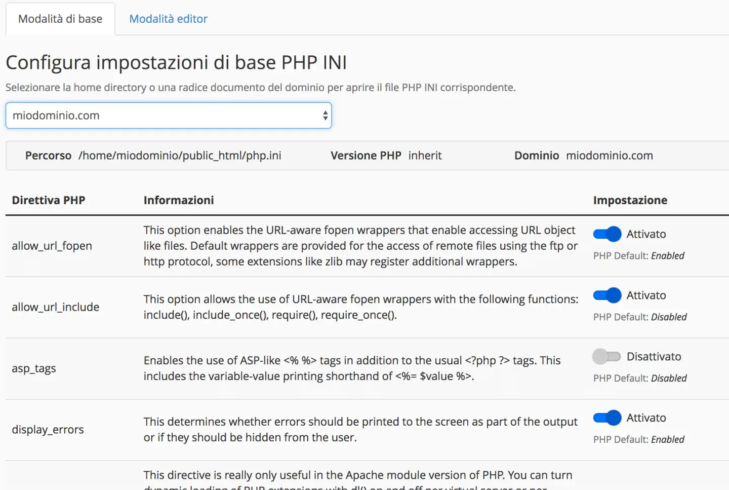 Editor php ini hosting
