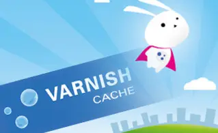 The Varnish Cache logo, a flying cartoon rabbit over a city skyline