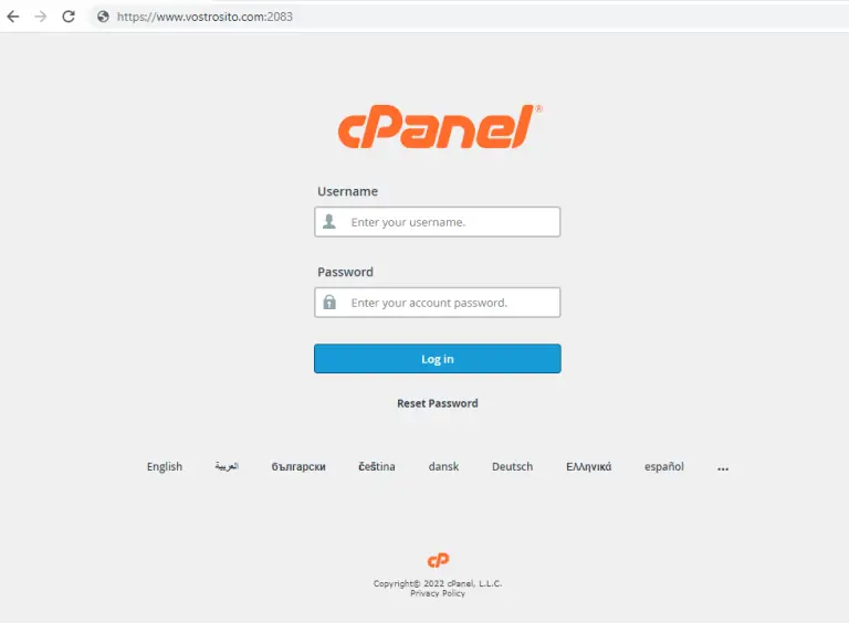 accesso cpanel