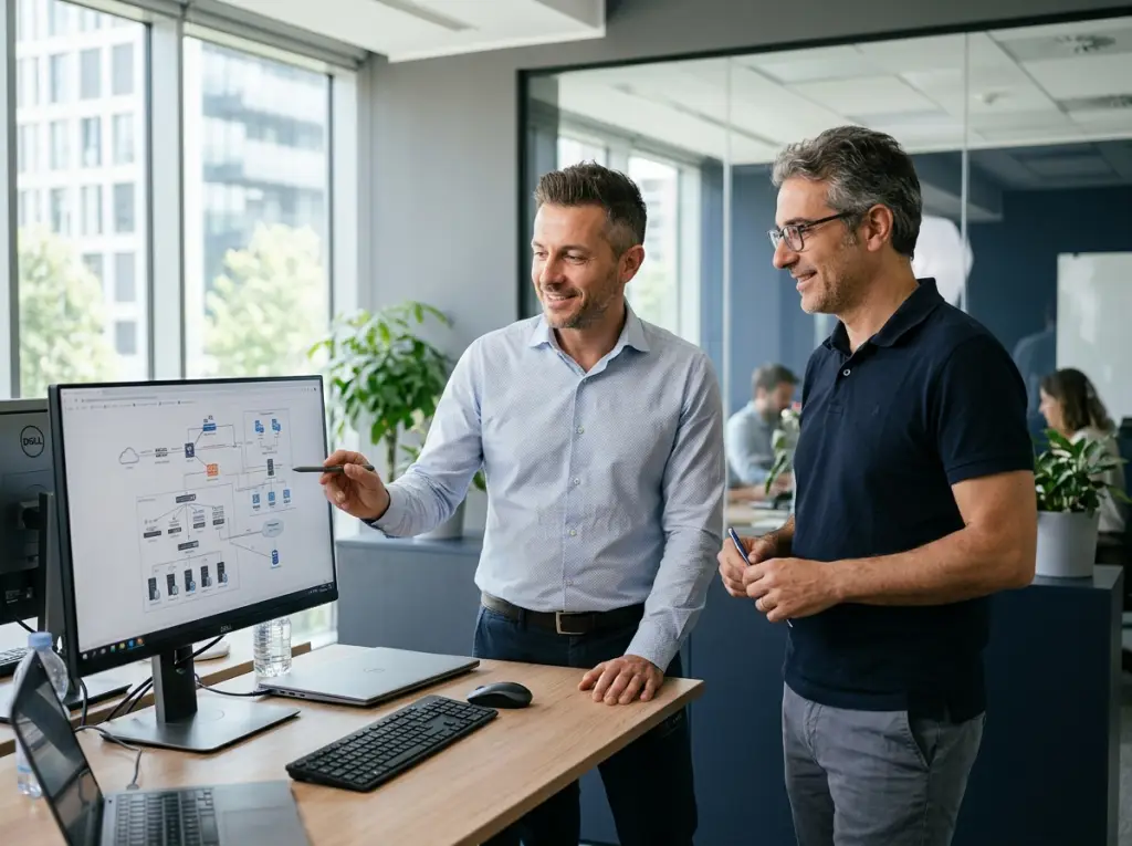 Un partner Rackone e un sistemista al lavoro sullo stesso progetto