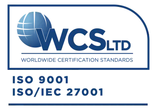 ISO 9001 and ISO/IEC 27001 certification issued by WCS Ltd