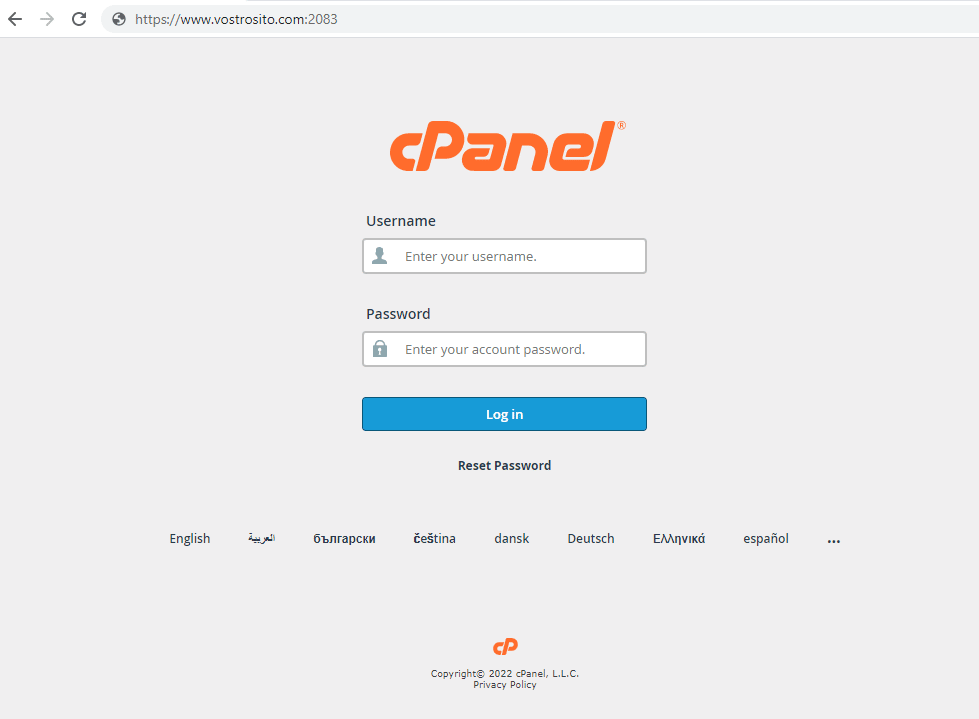 accesso cpanel